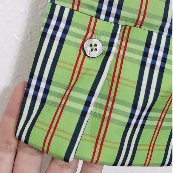 Gretchen Scott Breezy Blouson Sunshine Plaid Green Dress Size Small - Picture 11 of 15